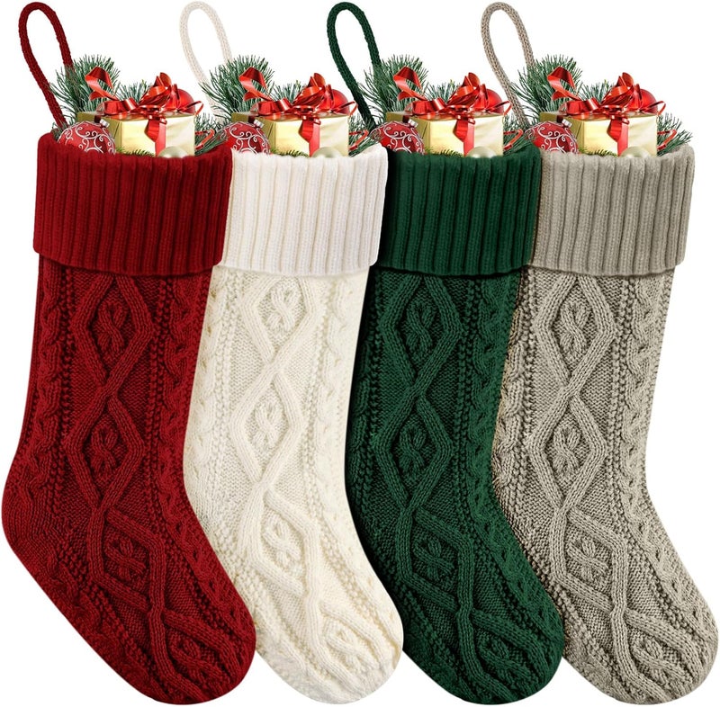 Doitory Store Christmas Stockings,Christmas Hanging Stockings Decoration Soft and Comfortable Knitted Festival Party Xmas Tree Stocking - Image 1